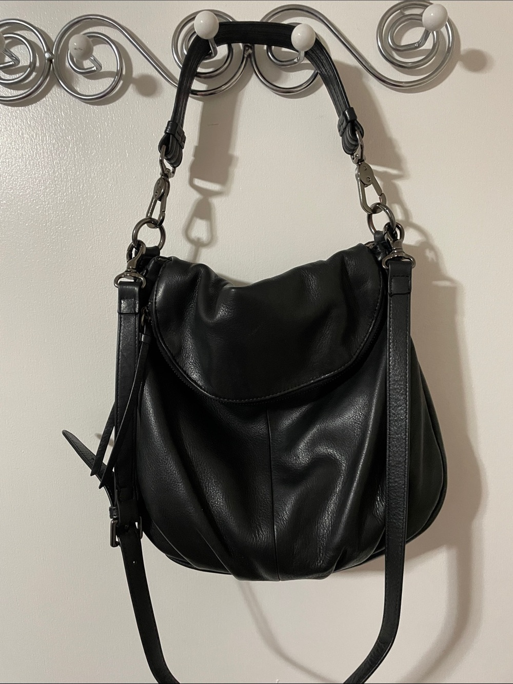 Margot Black Leather Flap Bag
